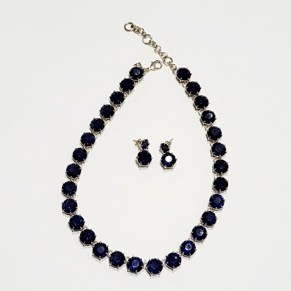 BANANA REPUBLIC Gold and Cobalt Glass Gemstone Necklace